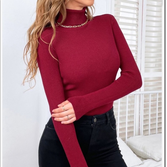 Casual Basic Knit High Neck Turtleneck Top Blouse - Picture 16 of 16